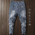 Luxury Korean Style Clothes Men's Denim Jeans with Elastic Waistband Drawstring for Washed Autumn Casual Stretch Jeans Male