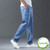 Lyocell Ice Silk Jeans Men's Summer Ultra-thin Loose Straight Denim Pants Soft Comfortable Brand Male Light Blue Trousers