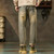 KSTUN Loose Jeans Men Harem Pants Denim Trousers Retro Blue Fashion Paches Pockets Mens Clothing Trousers Vintage Oversize 40 42