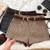 Women's Mid Waist Wool&blend Plaid Shorts Lady Autumn Winter Streetwear Short Pants