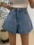 REALEFT 2024 New High Waist Washed Women's Denim Wide Leg Shorts Summer Buttons Casual Female Blue Jeans Trouses Pockets