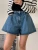 REALEFT 2024 New High Waist Washed Women's Denim Wide Leg Shorts Summer Buttons Casual Female Blue Jeans Trouses Pockets