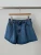 REALEFT 2024 New High Waist Washed Women's Denim Wide Leg Shorts Summer Buttons Casual Female Blue Jeans Trouses Pockets