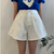 REALEFT 2024 New High Waist Washed Women's Denim Wide Leg Shorts Summer Buttons Casual Female Blue Jeans Trouses Pockets