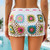 Handmade Crochet Floral Blocks Pattern Bikini Cover Up Beach Holiday Casual Sunscreen Shorts Fashion Hollow Out Beachwear