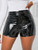 Sexy Black PU Fashion Casual Summer Shorts Women High Street Leather Goth High Waisted Women's Shorts Y2k Hot Women Short Pants
