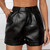 Cool Leather Shorts For Women Fashion Plain High Waisted Button Down Pants Ladies Trendy Night Out Club Clothing For Outdoor