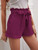 New Spring and Summer Bow Tie Band Loose Women's Casual Shorts with Pockets, Solid Color High Waist Wide Leg Three-Quarter Pants