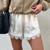 Chic Fashion Lace Trim Mini Micro Shorts Women Satin Silk Shorts French Knickers Silky Low Rise Coquette Lounge Slip Pj Bottoms