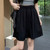 2024 Woman High Waist Folds Loose Shorts Girls Korean Fashion Y2k Clothes Slacks Female Harajuku Black Gray Apricot Shorts Pants