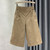 Button Summer Solid Color Elastic High Waisted Pockets Casual Summer Women's Clothing Straight Knee Pants Commute Korean Shorts