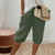 2025 Women Cotton Linen Shorts Solid Color Mid-rise Pockets Straight Lady Short Pants Casual Wide Leg Knee-length Beach Shorts