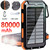 Solar Power Bank 80000mAh Portable Charging Poverbank External Battery Charger Strong Light LDE Light for All Smartphones