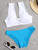 Summer Bikini Set Women Swimsuit White Tank Top Low Rise Blue Panties Trajes De Baño Beach Swimming Bathing Suit Sexy Swimwear