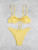Bikini swimsuit 2025 bikini solid color swimsuit European and American sexy split swimsuit