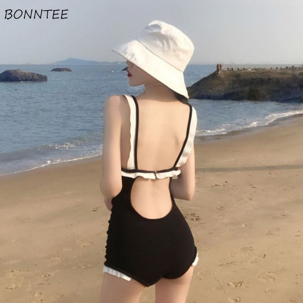 Bikini Sets Women Backless New Ins Swimwear Design Trendy Patchwork Elegant Ladies Simple Vacation Sexy Casual Cozy
