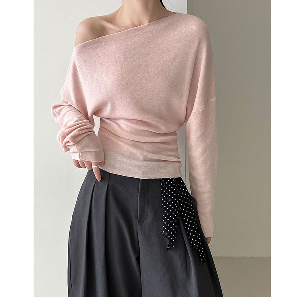 2026 Autumn Long Sleeve Sexy Knitted Blouses Sexy One Shoulder Womens Tops And Blouses Fashion Shirts Blusas Roupa Feminina