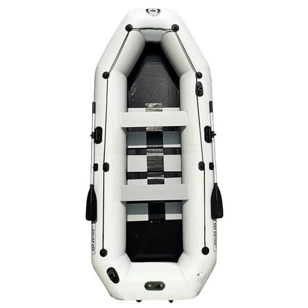 -4 Person PVC Inflatable Fishing Boat Kayak Slat Wooden Deck Recreational Floating Pontoon Factory Direct with Paddle