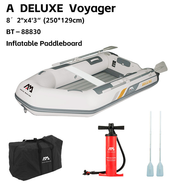 AQUA MARINA 250*129 cm Inflatable Canoe Kayak Boat for Drifting 3-Person Capacity 3 KW Motor Rubber Construction Fishing Boating