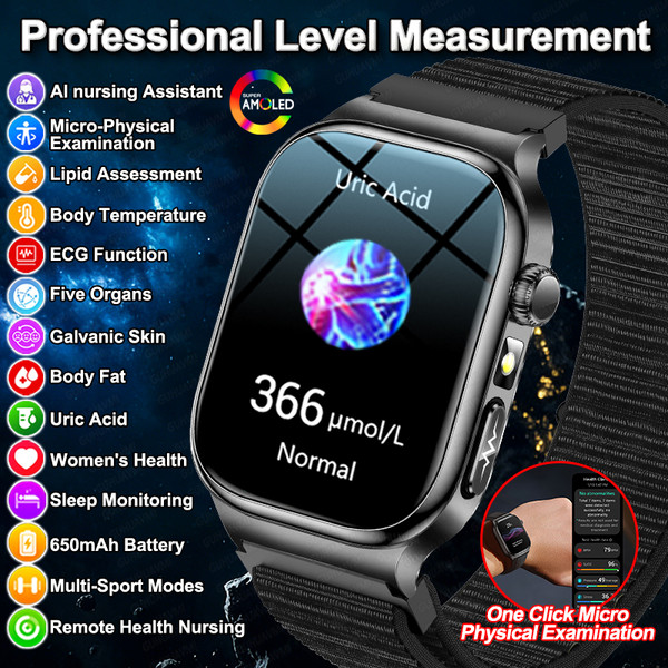 New Blood Lipids Uric Acid Blood pressure Smart Watch Men ECG+PPG Fitness Tracker Clock Heart Rate Bluetooth call Smart watches