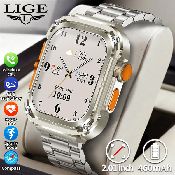 New 2.1" Ultra HD NFC Bluetooth Call Smart Watch Men Compass GPS Track 460mAh Battery Waterproof Smartwatches For women men
