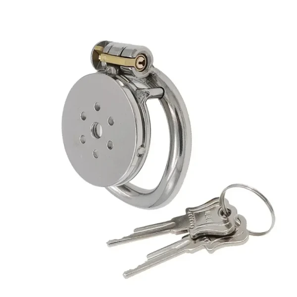 Flat Male Cock Cage with Metal Catheter - 18+ Urethral Negative Pressure Chastity Lock, BDSM Bondage Toy for Couples