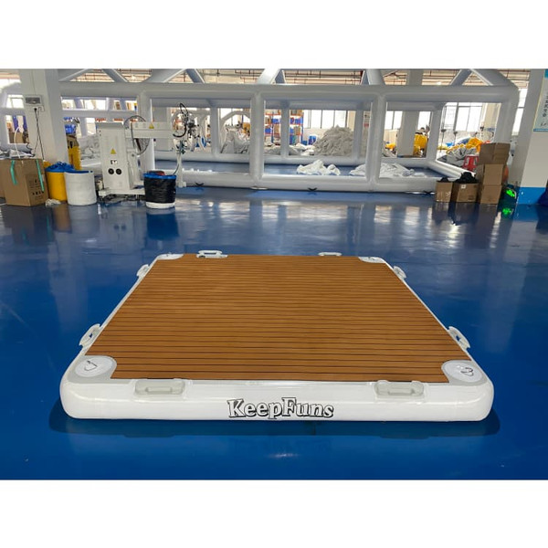 KeepFuns Inflatable Floating Dock Water Platform With Non-Slip EVA Mat For Pool Lake Yoga Sunbathing Water Sports