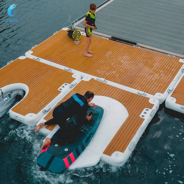 Inflatable Ating Dock With Electric Pump, Air Platform, Island Raft For Lakes, Pools, Beaches, Oceans, Non-Slip Surface