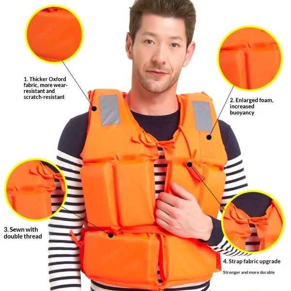 Emergency Flotation Vest for Adults, Easy On/Off Zipper Life Jacket with Pockets, Essential for Boating, Floods or Storms