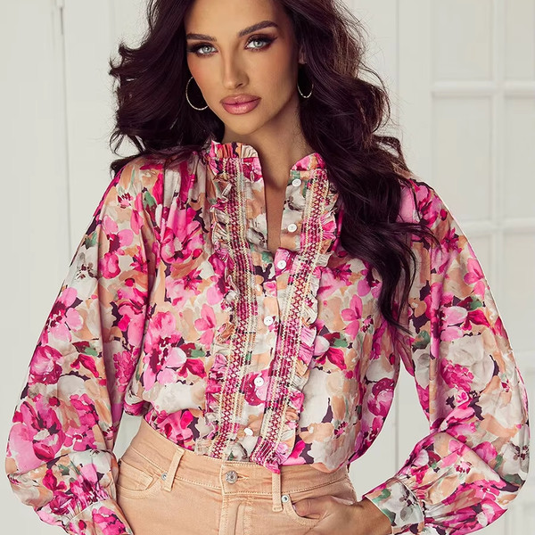 Oversized Womens Shirts Summer New Law Salt Is Hubble-bubble Sleeve Lace Flower Jacket Female Design Feeling