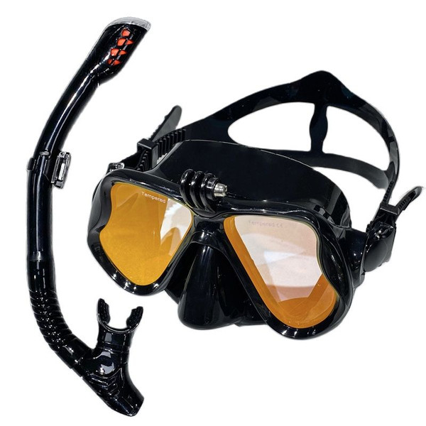 Diving Mask With Sports Camera Mount Electroplate Tempered Glass Silicone Mask is Safe and Comfortable