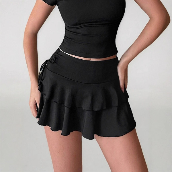 Women's High Waisted Solid Color Mini Skirt Summer Fashion Outdoor Versatile Slim Fit Elastic Waist Short Skirt Streetwear 2026