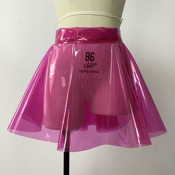 Sexy Clear PVC Women Skirt Skirts Super Mini Pleated Mini Skirts Fetish Plastic Hot Erotic Pole Dance Clubwear Sissy Skirts 7XL