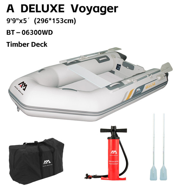 AQUA MARINA BT-06300WD 296*153 cm Inflatable PVC Boat Canoe Manned Fishing Dinghy 4-Person 7.5KW Motor