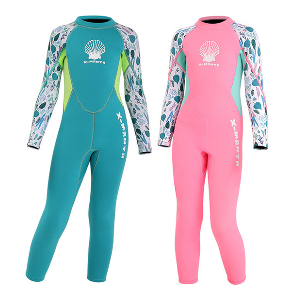 Children Wetsuit 2.5MM Neoprene Diving Suit For Girls Boys One-Piece Swimsuits Long Sleeve Kids Swimwears Snorkeling Rash Guards