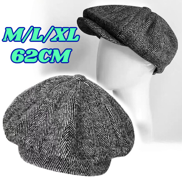 British Retro Big Size Wool Newsboy Caps Men Herringbone Flat Caps Women Man Painters Hat Soft Autumn Winter Hats Octagonal Cap