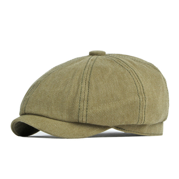 Spring Fall Newsboy Cap Men British Cotton Octagonal Hat Solid Herringbone Flat Cap Beret For Male Eight Blade Hats gorras