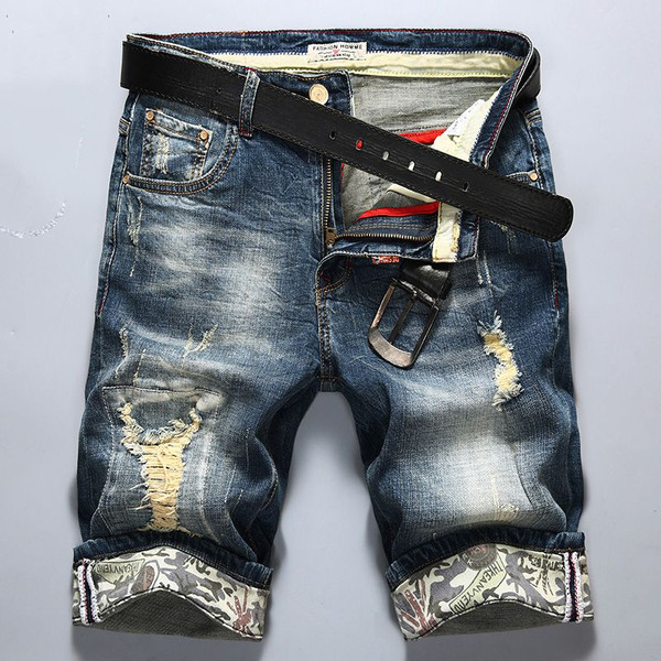 Spring Summer New Pants Denim Shorts Men's Five-point Loose Breeches Straight Korean Large-size Trendy Casual Mid-sized Pants