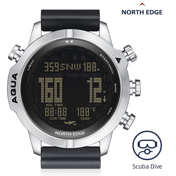 NORTH EDGE Men's Professional Diving Computer Watch Scuba Diving NDL (No Deco Time) 50M Dive Watches Altimeter Barometer Compass