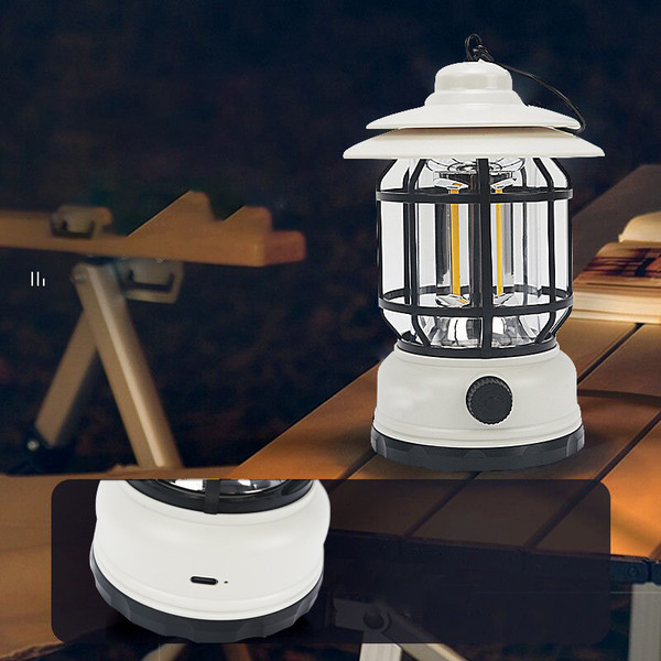 Retro Camping Light Flame Camping Light Home Emergency Tent Light Outdoor Rechargeable Portable Lantern Gift