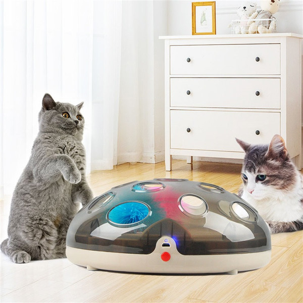 Electric Cat Toy Turntable Pet Interactive Kitten Catches Mouse Plush Toys Play Board Funny Cat Supplies Chats Scratching Board