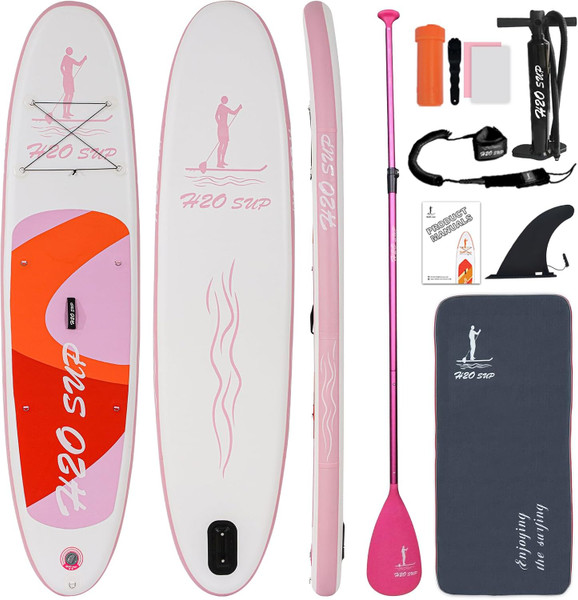Stock H2O 10'6'' Portable Inflatable Stand Paddle Board (SUP) CE Certified 150kg Max Weight Standard Accessories Water Sports