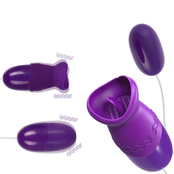 Two Balls Vibrating Love Egg Vibrator for Women Tongue Licking Nipple G-Spot Clitoris Stimulator Female Masturbator Adult Games