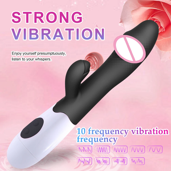 Rabbit Vibrator for Women Vagina G-Spot Nipple Clitoris Stimulator Thrusting Telescopic Rotating Dildo for Adult Sexy Toys