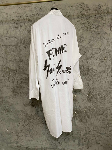 Original design with brush print design, mid-length collar shirt, long-sleeved simple shirt
