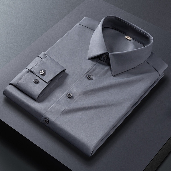 S-4XL Anti-Wrinkle Men Shirts Long Sleeve Dress Shirts For Men Slim Fit Camisa Social Business Blouse White Blue Office Shirt