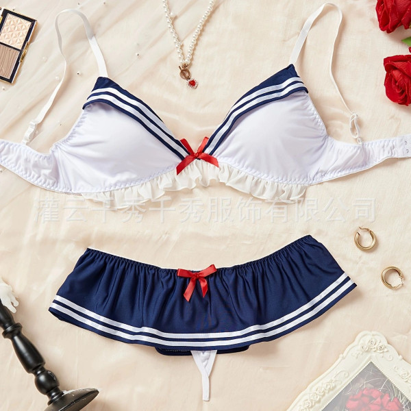 Japanese-Style Blue and White Sexy Sailor Suit Gymnastics Outfit Pure Uniform Lingerie Cute Sexy Sleepwear