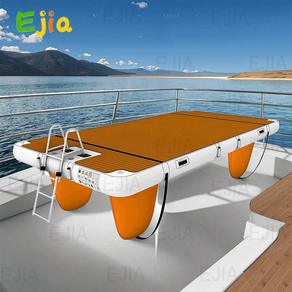 Stock Large 4m Inflatable Floating Dock with Non-Slip Surface, Inflatable Dock with Ladder & Carry Bag for Lake, Pool, or Beach