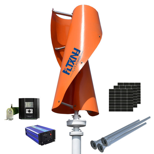 FLYT 1kw 2kw 5KW 10kw 48V/96V Vertical Axis Wind Turbine Noise Alternative Energy System Spiral Wind Power Generator