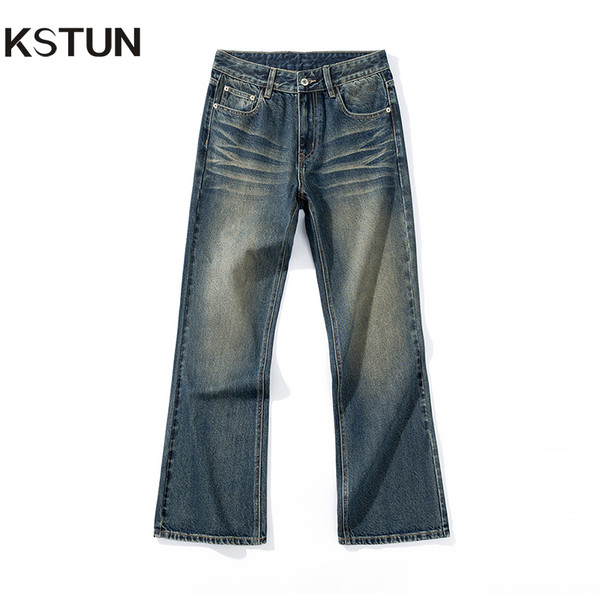 KSTUN Boot Cut Jeans Men Flared Pants Loose Streetwear Vintage Men's Trousers Mens Clothing 2025 Spring Autumn Jeans Cowboys